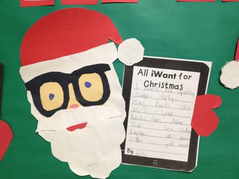 Christmas Writing and Technology Themed Bulletin Board Idea